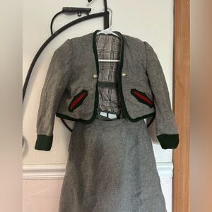 Vintage Gray and Green Women's Blazer Dress Set